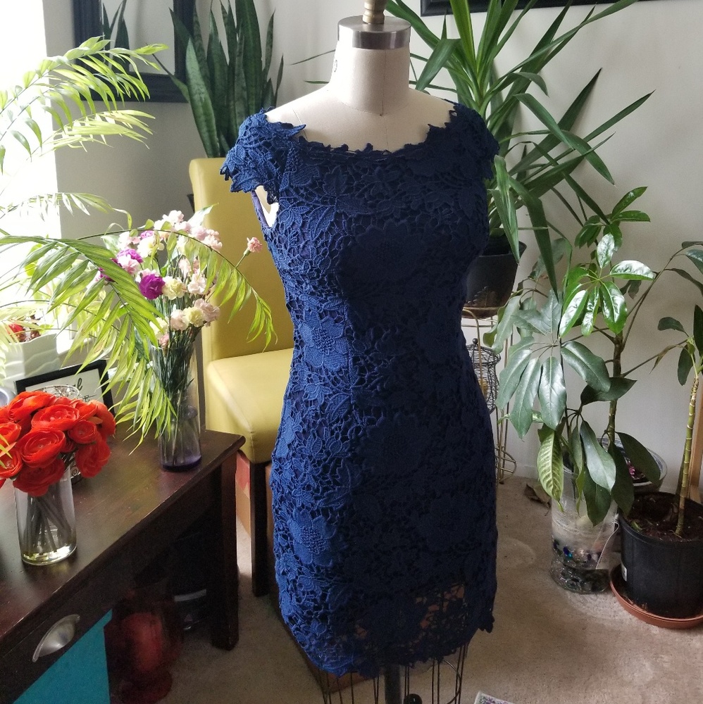 Cache Navy Blue Cocktail Dress